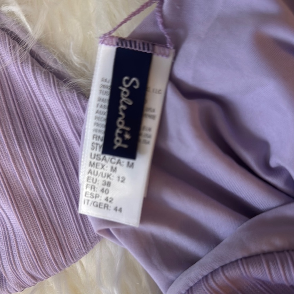 Splendid Lavender Ribbed Underwire Bikini Set Size M | Full Coverage Bottom | - Picture 4 of 5